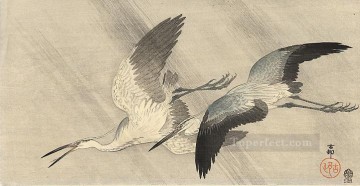  Vuelo Pintura - Dos garzas en vuelo Ohara Koson Shin hanga